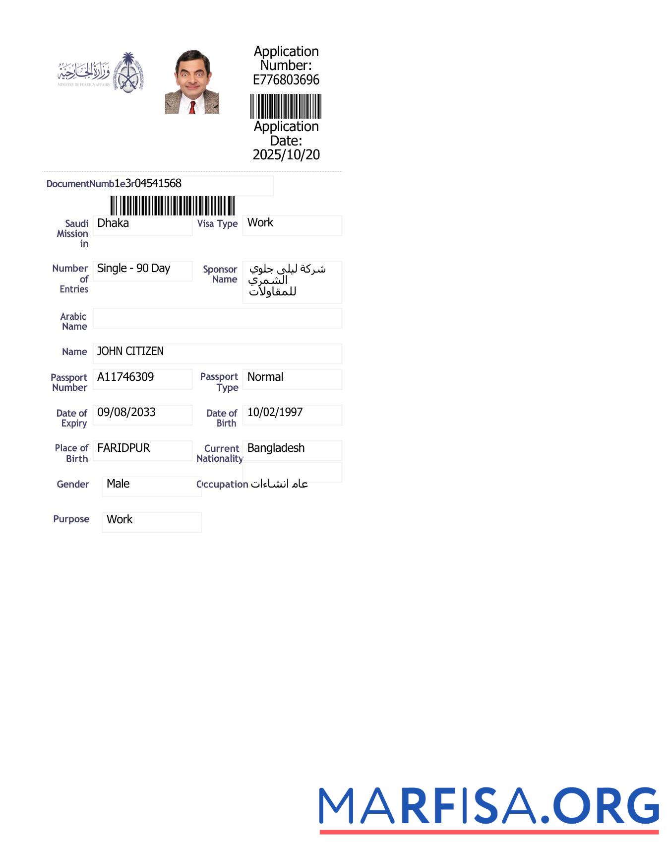 Blank Saudi Arabia e visa template in Word and Pdf formats, version 5
